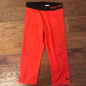 Red Nike Pro Capri Leggings